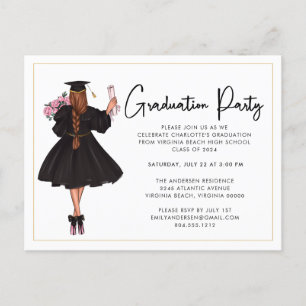 Invitación a la fiesta de graduación de guión bajo