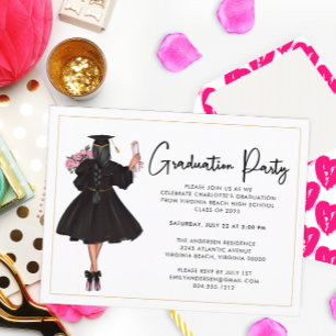 Invitación a la fiesta de graduación de guión bajo