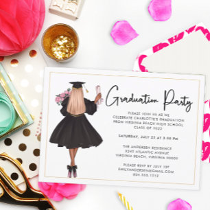 Invitación a la fiesta de graduación de guión bajo