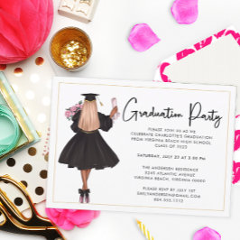 Invitación a la fiesta de graduación de guión bajo
