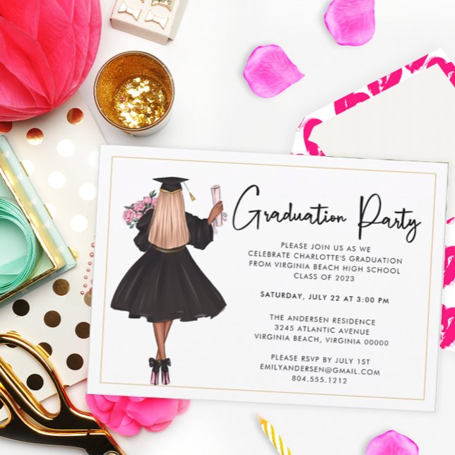 Invitación a la fiesta de graduación de guión bajo (Subido por el creador)
