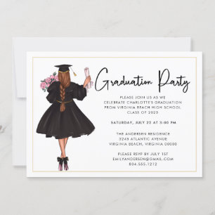 Invitación a la fiesta de graduación de guión bajo