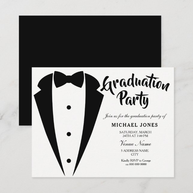 Invitación a la fiesta de graduación de hombres de (Anverso / Reverso)