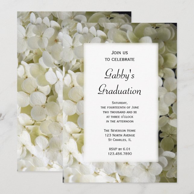 Invitación a la fiesta de graduación de Hydrangea  (Anverso / Reverso)
