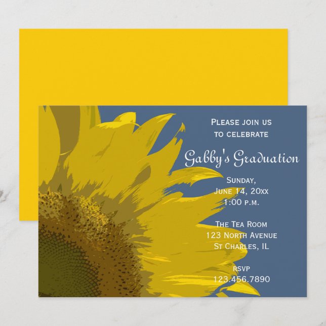 Invitación a la fiesta de graduación de impresión  (Anverso / Reverso)