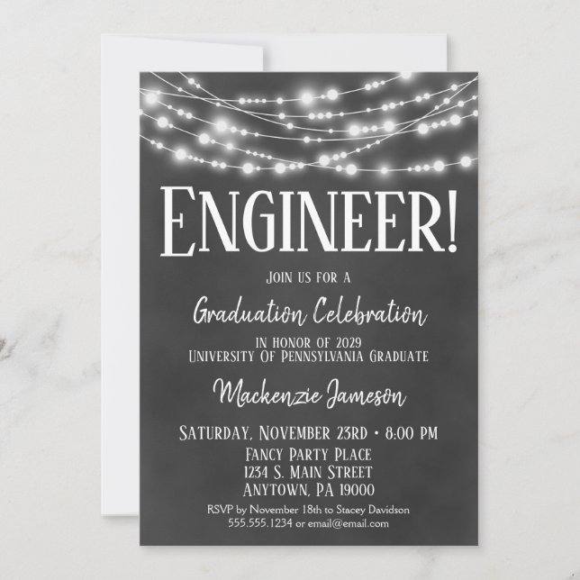 Invitación a la fiesta de graduación de ingeniero  (Anverso)