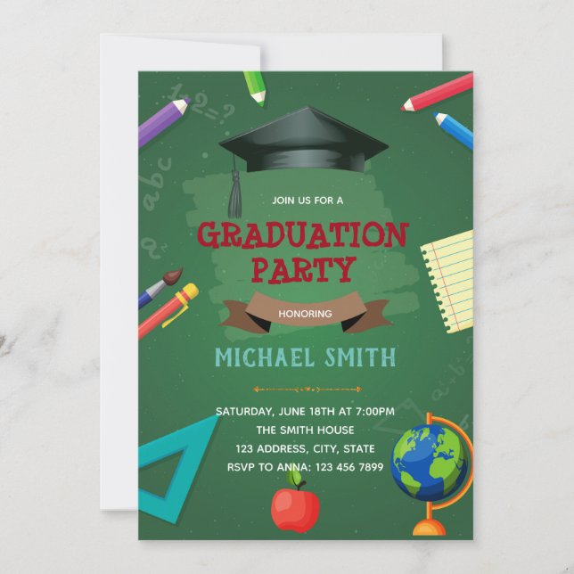 Invitación a la fiesta de graduación de Kindergart (Anverso)