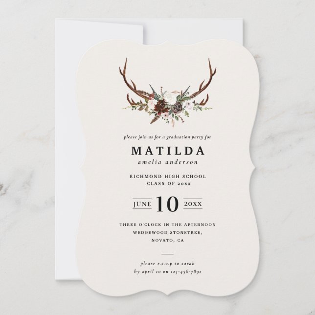 Invitación a la fiesta de graduación de la antler  (Anverso)