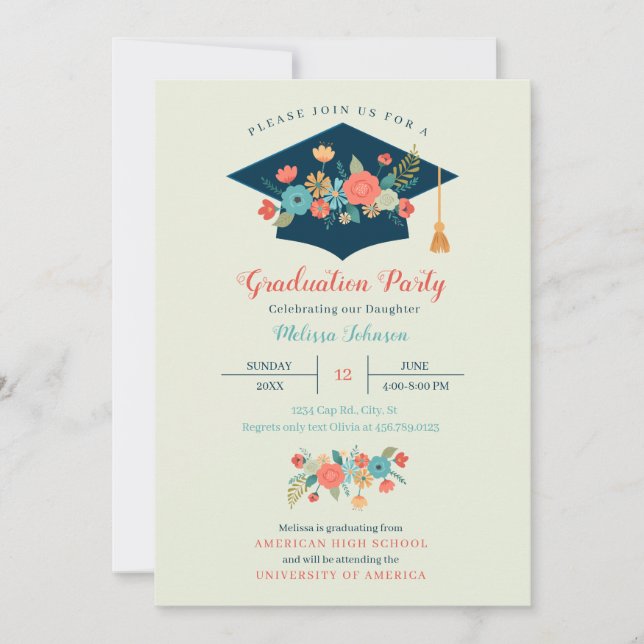 Invitación a la fiesta de graduación de la cubiert (Anverso)