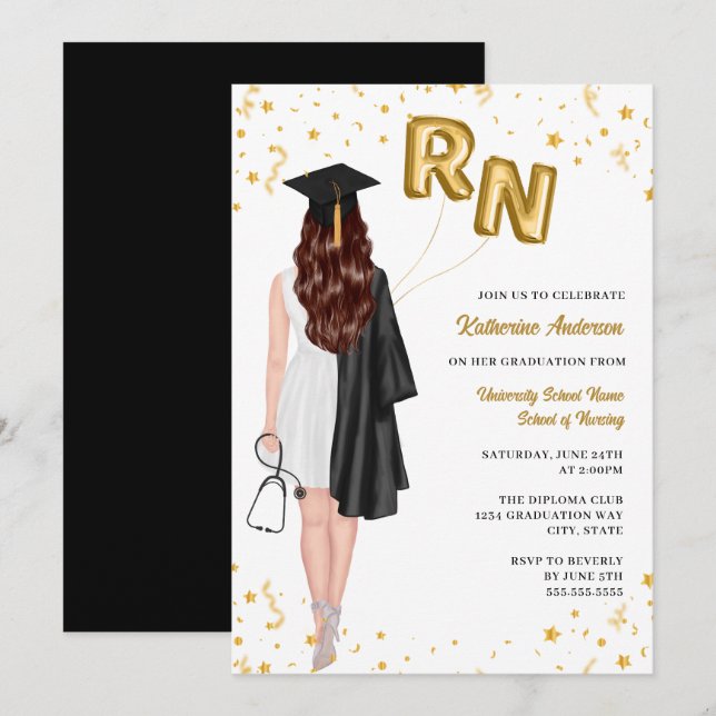 Invitación a la fiesta de graduación de la escuela (Anverso / Reverso)