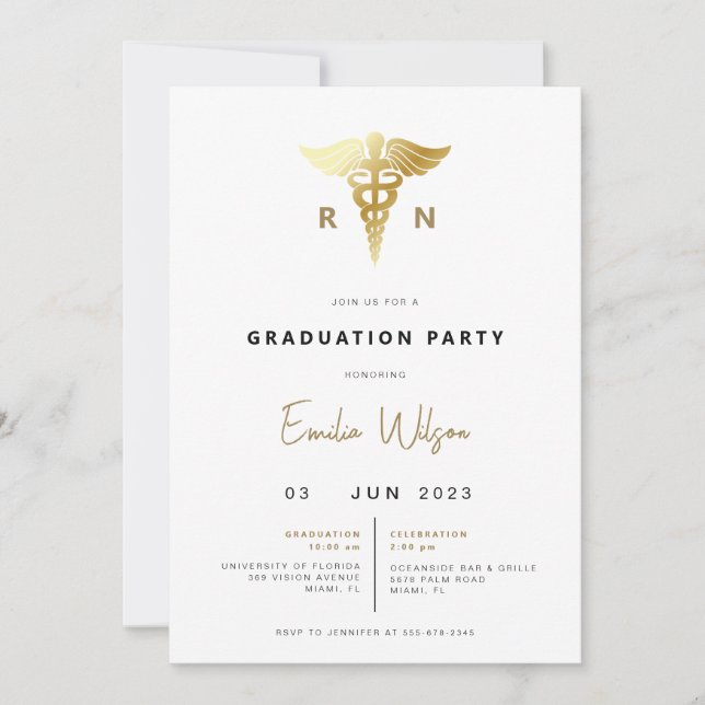 Invitación a la fiesta de graduación de la escuela (Anverso)