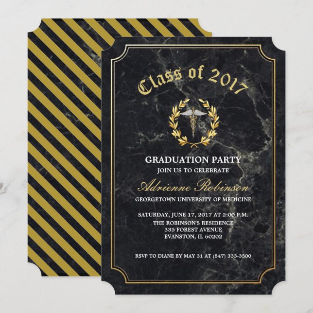 invitación a la fiesta de graduación de la escuela (Anverso / Reverso)
