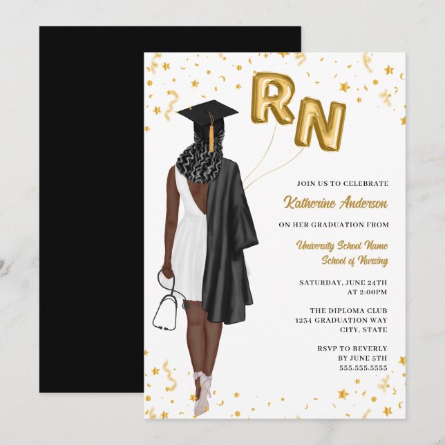 Invitación a la fiesta de graduación de la escuela (Anverso / Reverso)
