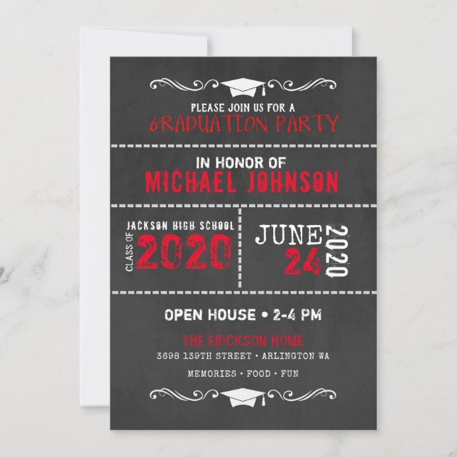 Invitación a la fiesta de graduación de la escuela (Anverso)
