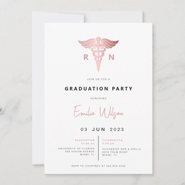 Invitación a la fiesta de graduación de la escuela (Anverso)