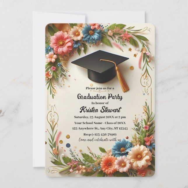 Invitación a la fiesta de graduación de la flor (Anverso)