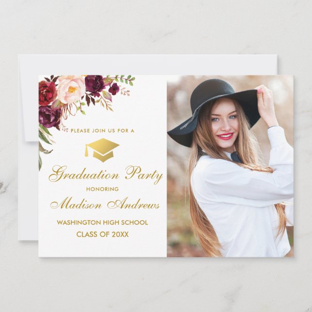 Invitación a la fiesta de graduación de la foto de (Anverso)