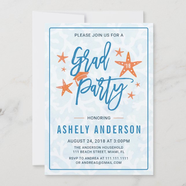 Invitación a la fiesta de graduación de la piscina (Anverso)