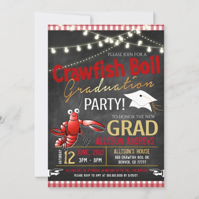 Invitación a la fiesta de graduación de langosta (Anverso)
