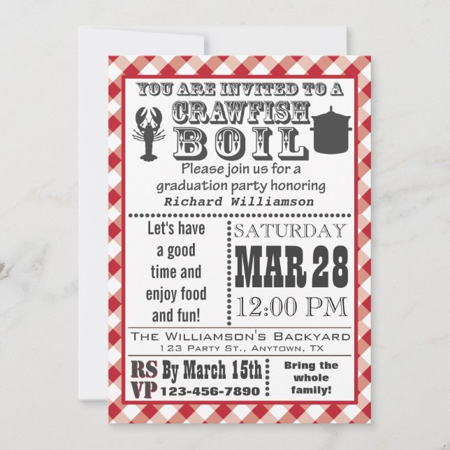 Invitación a la fiesta de graduación de langosta (Anverso)