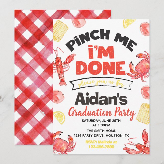 Invitación a la fiesta de graduación de langosta | (Anverso / Reverso)