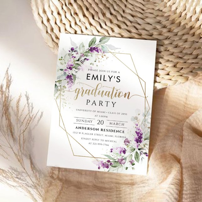 Invitación a la fiesta de graduación de Lavender (Subido por el creador)