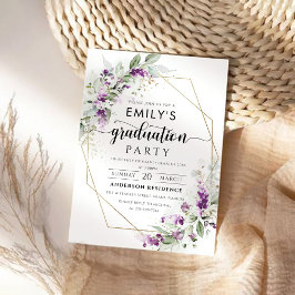 Invitación a la fiesta de graduación de Lavender