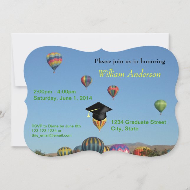 Invitación a la fiesta de graduación de los globos (Anverso)