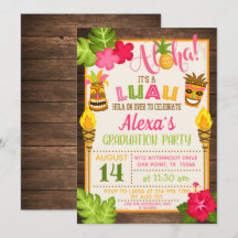 Invitación a la fiesta de graduación de Luau