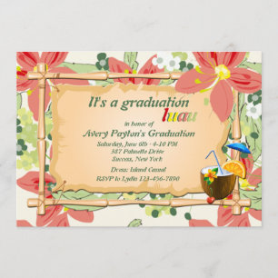 Invitación a la fiesta de graduación de Luau