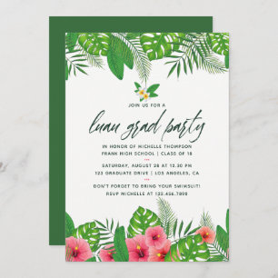 Invitación a la fiesta de graduación de Luau de co