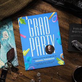 Invitación a la fiesta de graduación de lujo azul