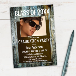 Invitación a la fiesta de graduación de madera de 