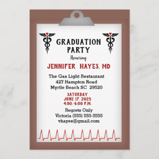 Invitación a la fiesta de graduación de médicas