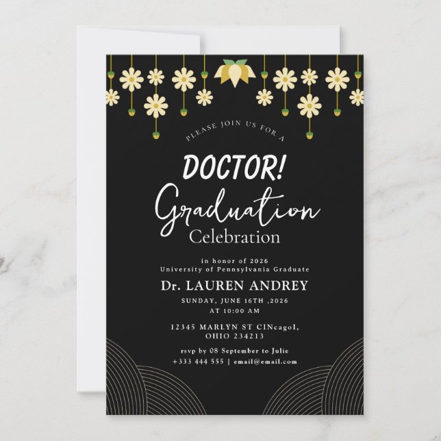 Invitación a la fiesta de graduación de médico (Anverso)