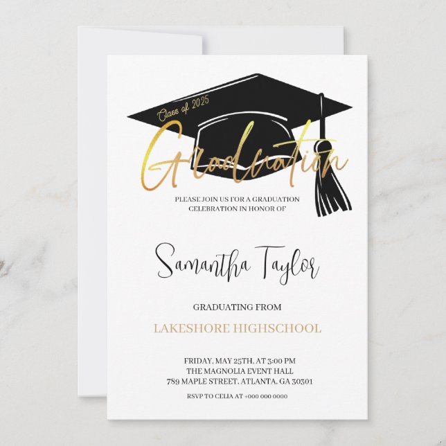 Invitación a la fiesta de graduación de moda (Anverso)