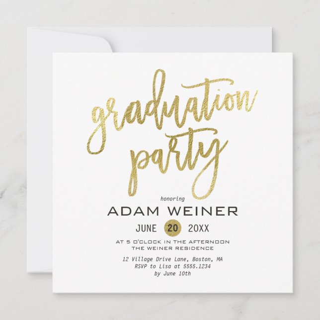 Invitación a la fiesta de graduación de moda Faux  (Anverso)