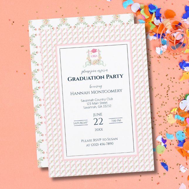 Invitación a la fiesta de graduación de monograma  (Subido por el creador)