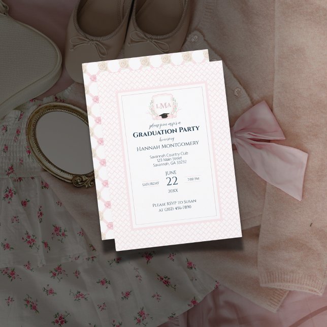 Invitación a la fiesta de graduación de monograma  (Subido por el creador)