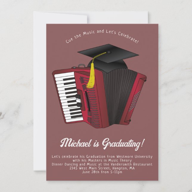 Invitación a la fiesta de graduación de música de  (Anverso)