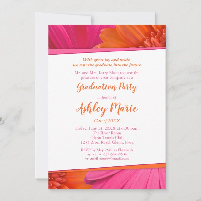 Invitación a la fiesta de graduación de Naranja ro (Anverso)