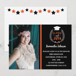 Invitación a la fiesta de graduación de naranja y 