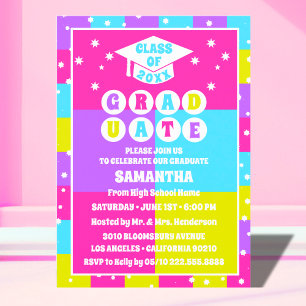 Invitación a la fiesta de graduación de Neón Retro