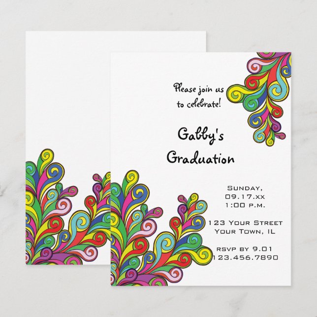 Invitación a la fiesta de graduación de ondas de c (Anverso / Reverso)