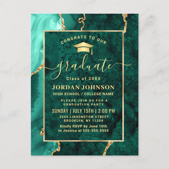 Invitación a la fiesta de graduación de oro modern (Anverso)