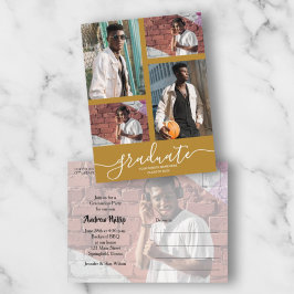 Invitación a la fiesta de graduación de oro multif