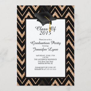 Invitación a la fiesta de graduación de oro negro 
