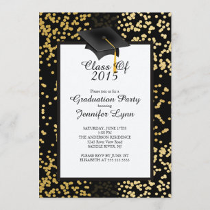 Invitación a la fiesta de graduación de oro negro 