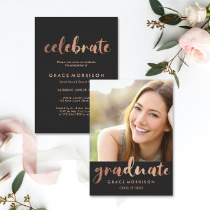 Invitación a la fiesta de graduación de oro Rosa d
