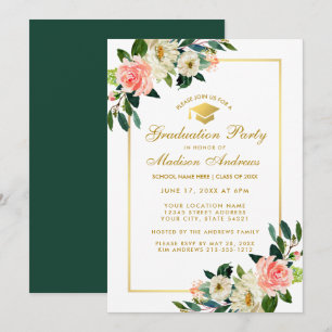 Invitación a la fiesta de graduación de oro tropic